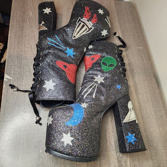 Current Mood Platform Boots Space Invasion Dolls Kill Goth Punk Womens 8 - Picture 10 of 16